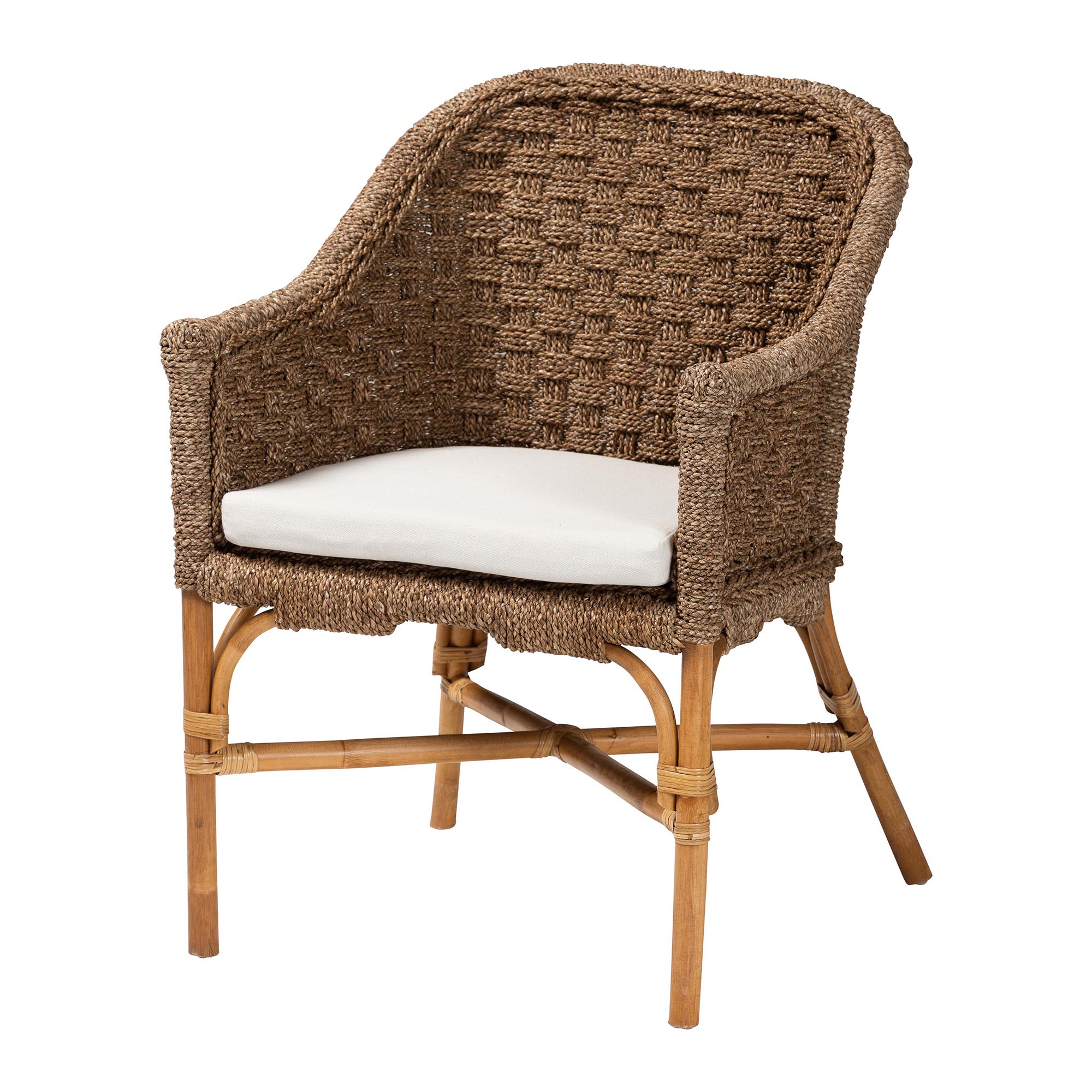 bali & pari Luis Bohemian Natural Seagrass and Rattan Arm Chair